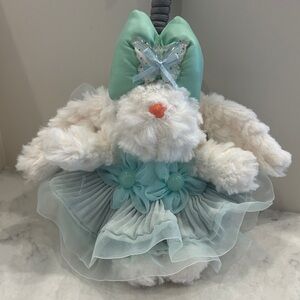 White & Mint Bunny Plush Bag Charm w/ Butterfly & Removable Skirt NWT